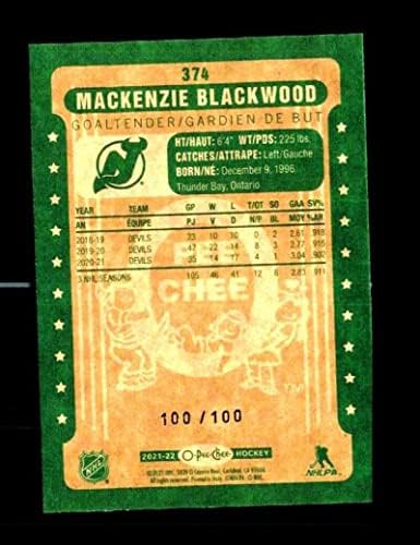 2021-22 O-Pee-Chee Retro Fekete Határon 374 Mackenzie Blackwood /100 New Jersey Devils NHL Jégkorong Trading Card