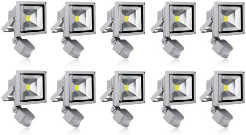 20W hideg Fehér Vízálló LED mozgásérzékelős PIR Érzékelő Biztonsági Árvíz Fény Csomag 10