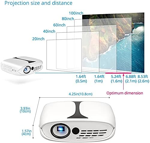 ZLXDP Mini Projektor 180 Lumen Mobil, Hordozható, Zsebben Haza 1080P Smart WiFi Android 7.1 Projektor (Méret : RD-606W