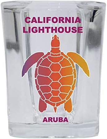 Kaliforniai Világítótorony Aruba Szuvenír Szivárvány Teknős Design Square Pohár