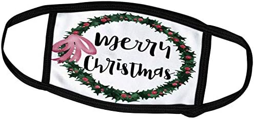 3dRose Aranyos Holly Berry Koszorú a Boldog Karácsonyt Illusztráció - Arcát Takaró (fc_266607_1)