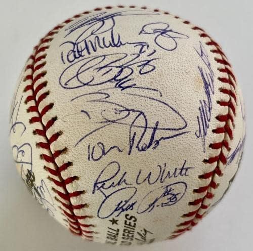 2000-ben NEW YORK METS Csapat aláírt World Series logó baseball - 34 Aláírás-PIAZZA - Dedikált Baseball