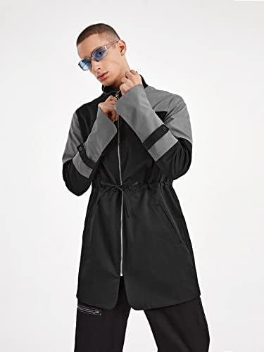 Xinbalove Kabátok Férfiak Férfiak Színes Blokk Összehúzható Derék Kabát (Szín : Többszínű, Méret : Kicsi)
