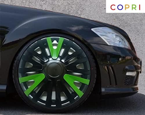 Copri Készlet 4 Kerék Fedezze 13 Colos Fekete-Zöld Dísztárcsa Snap-On Illik Hyundai Accent