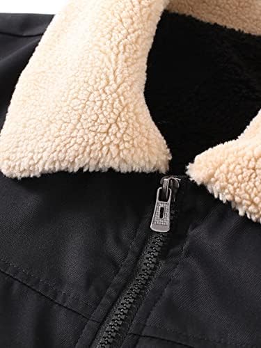 OSHHO Kabátok Női - Férfi 1db Borg Gallér Cipzár Téli Kabát (Szín : Fekete, Méret : XX-Nagy)