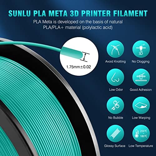 SUNLU 250g PLA Végtelen 1.75 mm-es Csomag, valamint PLA Meta 3D-s Nyomtató Végtelen Kék，0.25 kg Orsó, 8 Zsemle,Fekete+Fehér+Szürke+Termetes