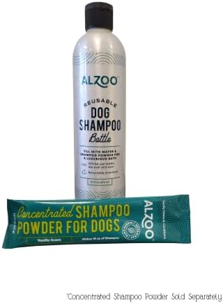 ALZOO többször felhasználható, Újratölthető Sampont Kutyák esetében, Töltsük fel Vízzel & Koncentrált Sampon Por, Újrahasznosítható