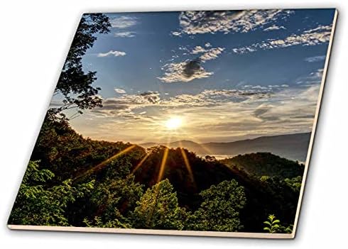 3dRose Sunburst természet fotózás fölött, a Hegyekben Tennessee-ben. - Csempe (ct_350052_1)