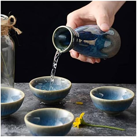 Retro Japán Szaké Meghatározott Kerámia Kancsó Italt Kupa 1 Pot 4 Csésze Haza Bár Kedvéért Fehér Bor Pot Kreatív Drinkware