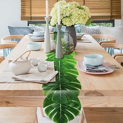 Mesterséges pálmalevelekből asztali futó 72 cm Hosszú Trópusi pálmalevelekből asztali Futó Ál-Levél terítő Esküvői Hawaii