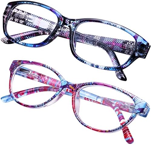 2 Csomag Olvasó Szemüveg Kék Fény Blokkoló Szemüveg Nők, Férfiak, Számítógép Olvasó Szemüveg Anti UV Tér Szemüveg Keretek