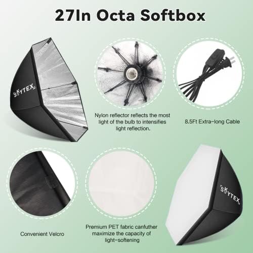 Okta Softbox Világítás Készlet, Skytex Frissítés Folyamatos Fényképezés Világítás Készlet, homokzsákokkal, 28In Átmérő