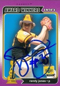 Randy Jones dedikált Baseball Kártya (San Diego Padres) 2001 Felső szint Évtized 160 - Dedikált Baseball Kártyák