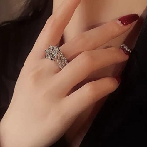 A nők Ígéret Gyűrű Flash Moissanite jegygyűrű, Eljegyzési Gyűrűk, a Nők Moissanite Sodrott Alakú Esküvői Zenekar Bohém
