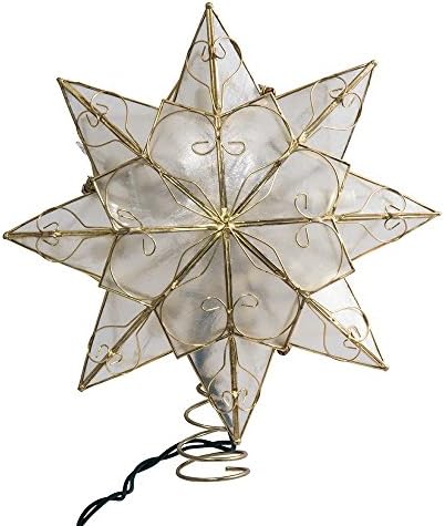 Capiz Arany Csillag Arabeszk Design Kivilágított karácsonyfa Topper UL0271 Új