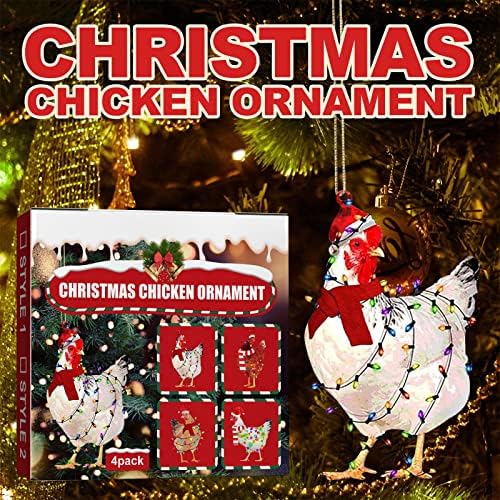 NEARTIME 4DB Karácsonyi Sál Csirke Medál Set Home Ünnepi Fél karácsonyfa Légkör Dekoratív Csirke Medál ólomüveg Gyűrűk