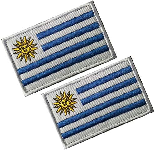 HFDA 2 Darab Különböző Ország Zászlók Patch - Taktikai Harc Katonai tépőzáras Jelvény Hímzett Morál Javítás (Uruguay)