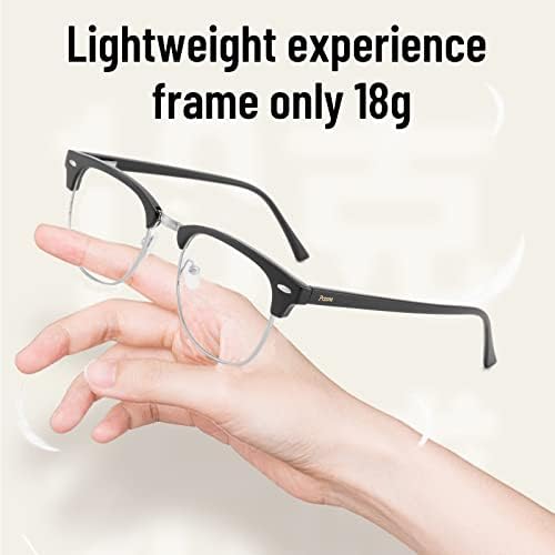Przene 3 Csomag Kék Fény Blokkoló Szemüveg,Retro Félig Keret nélküli Tiszta Lencse UV400 Számítógépes Szemüveg A Férfiak/Nők.