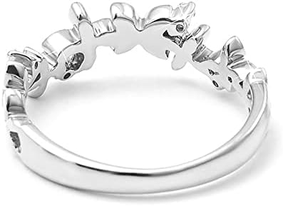 2023 Új Női Virág Gyémánt Elegáns Gyűrű, Eljegyzési Gyűrű, Ékszerek, Ajándék Égi Gyűrű (Ezüst, 7)