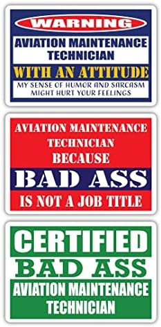 (x3) Minősített Rossz szamár Légiközlekedési Karbantartó Technikus Hozzáállás Matricák | Vicces Foglalkozás Munka Karrier
