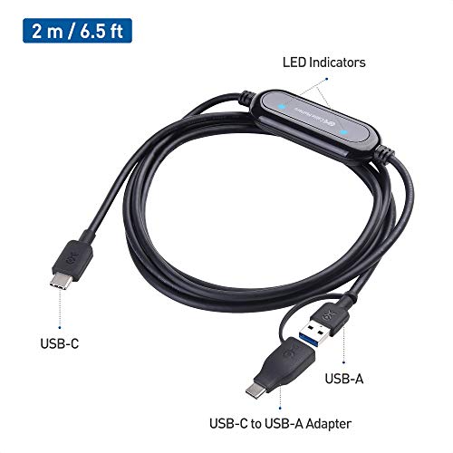 Kábel Számít USB-C-USB-A vagy USB-s-C-USB-C adatátviteli Kábel PC-PC for Windows vagy Mac 6.6 Láb, Kompatibilis USB4,