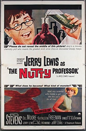 Az Őrült Professzor (1963) Eredeti Paramount Egy-Sheet Film Poszter 27x41 Nagyon Jó Állapotban JERRY LEWIS STELLA STEVENS