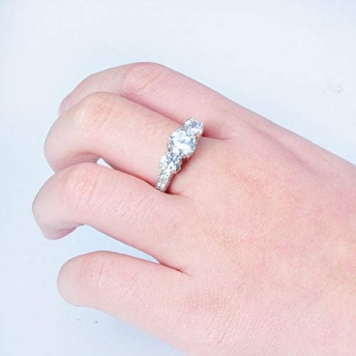 Esküvő & Eljegyzési Gyűrűk Divat Trend Intarziás Cirkon Ezüst Három Gyémánt Gyűrű Női Ékszerek