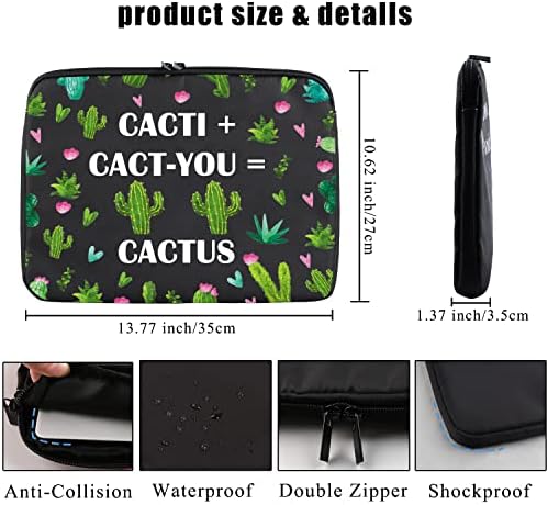 BDPWSS Kaktusz Laptop Táska Trópusi Kaktusz Virág, Ajándék, Kaktuszok + Cact-Te = Kaktusz Ajándék 13.3 14 Hüvelyk Kaktusz