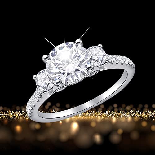 2023 Gyémánt Gyűrű Női Ékszer Női Gyűrű Cirkónia Ajándékok, Csillogó Gyűrűk, Gyémánt Ékszer (Ezüst, 6)