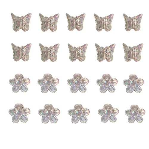 20 DB Pillangó virág Haj Klipek Aranyos Fehér Átláthatóság Kis Hajcsat Műanyag Kis Hajcsat Haj Kiegészítők Nők Tini