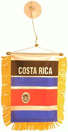 Costa RICA Ország Zászló Mini Banner W/Sárgaréz Személyzet & Szívó .Méret : 4 x 6 - Os. Új