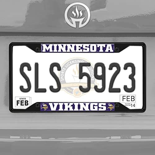 FANMATS 31365 Minnesota Vikings Fém Rendszámtábla Keret, Fekete Kivitelben