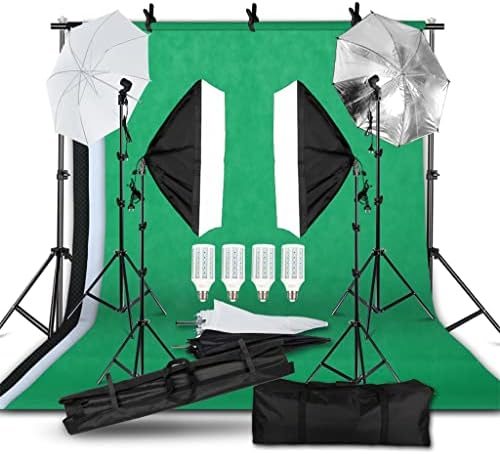 SLATIOM Fotózás Világítás Készlet 2x3M Fotó Háttér Puha Esernyő Softbox Könnyű Állvány Hordozható Táska, Fotó Stúdió,