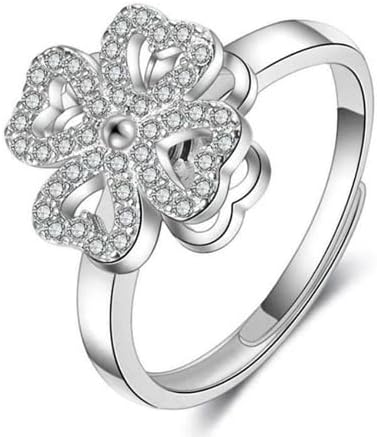 Szelíd Csillogó Szerencsés Virág Gyűrű, Fidget Szorongás Gyűrű a Nők Spinner Gyűrű ,Nyitott Állítható Fidget Gyűrűk,