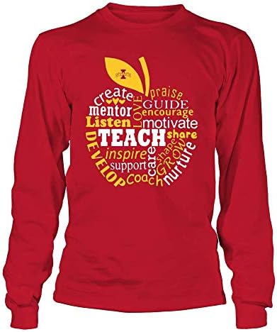 FanPrint Iowa Állam Ciklonok T-Shirt - Tanár - Tanítás Idézetek Be Az Apple - Ha-Ic13-Ds45