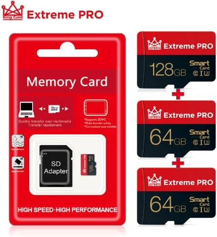 MicroDrive Micro SD Kártya, Class 10 Memóriakártya, Nagy Sebességű Flash TF Kártya Biztonsági Kamera/Okostelefon/Drone/Kamera/Tablet/PC,64GB+64