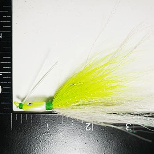 (Chartreuse ) Key West Bonefish Bucktail Jigs - Egyenes - 1/8 oz - 3 Pack