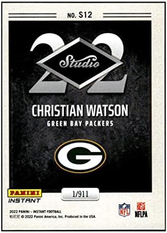 KERESZTÉNY WATSON RC 2022 Panini Azonnali Stúdió KEZDŐ /911S12 Packers NM+-MT+ NFL-Foci