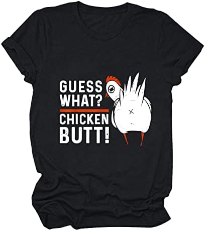 A nők Csirke Nyomtatott Rövid Ujjú T-shirt 2023 Nyári Legénység Nyak Blúz Levelet Grafikus Alkalmi Pulóver Laza Pólók